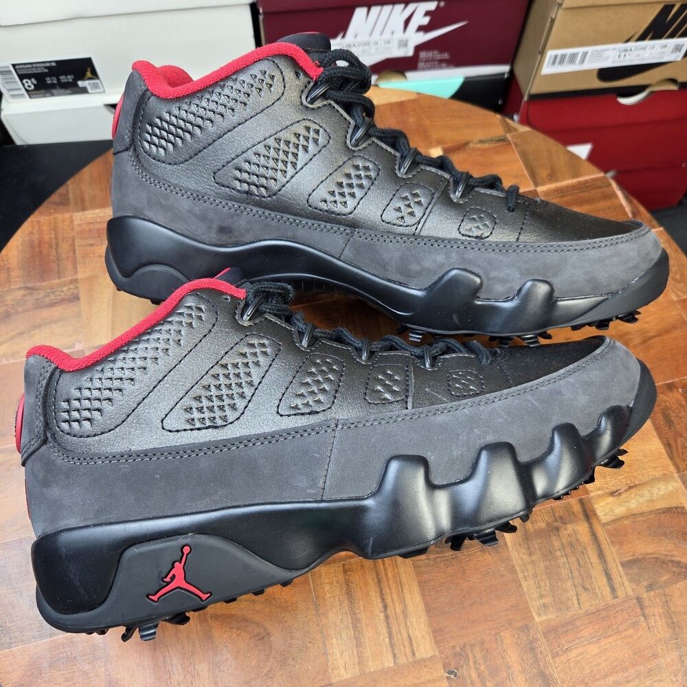 Nike Air Jordan 9 Retro Low Golf Charcoal Black True Red FJ5934-002 Men’s Sz 8